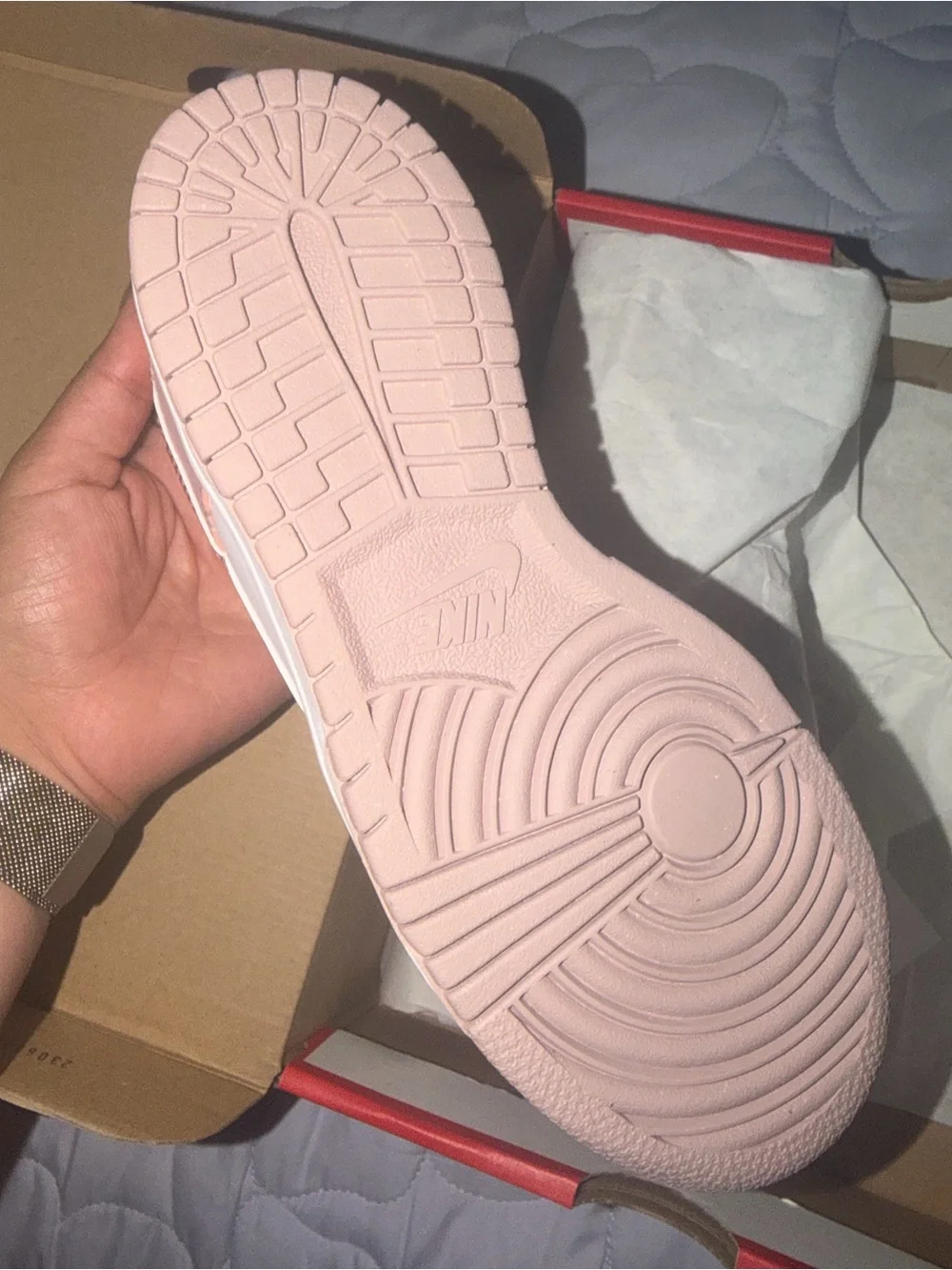 Pink and White Low-Top Nike Dunk Sneaker